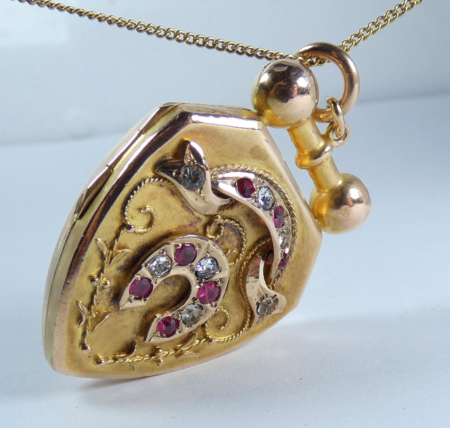 Antique Victorian 1890 Solid 9ct Yellow Gold Large Shield Photo Locket Pendant