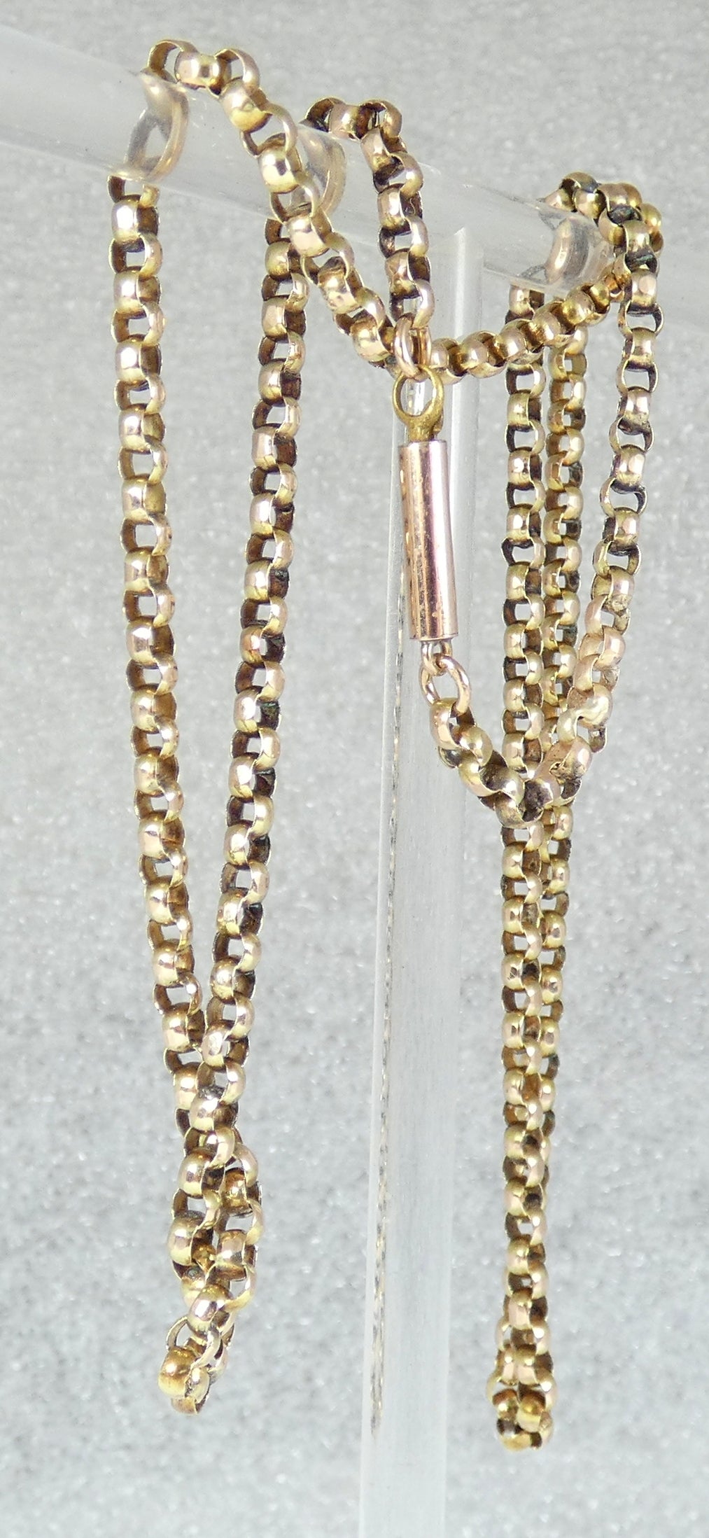 Antique 9ct Yellow Gold 2.5mm Belcher 45cm 17.5" Chain Necklace Barrel Clasp