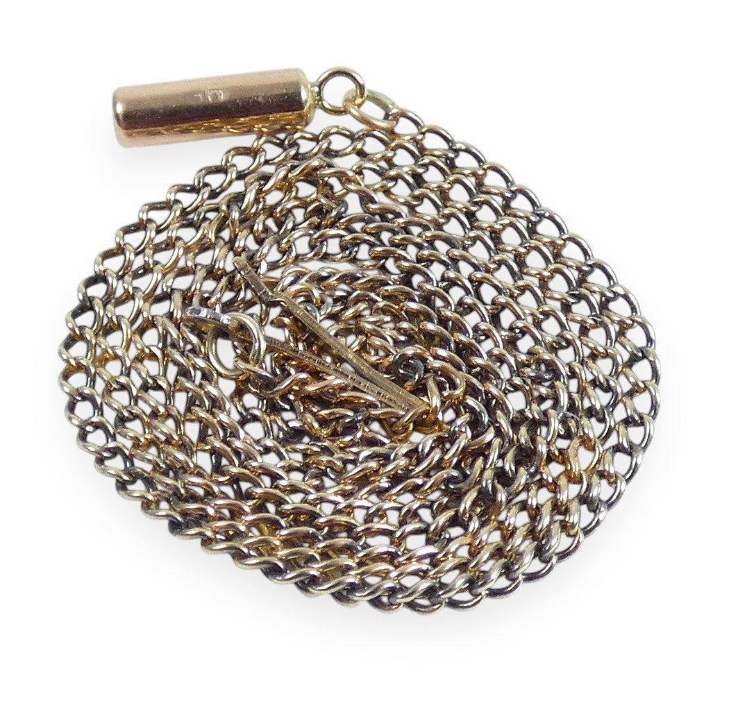 Antique 9ct Yellow Gold 1.5mm Curb Link 46cm 18" Chain Necklace Barrel Clasp
