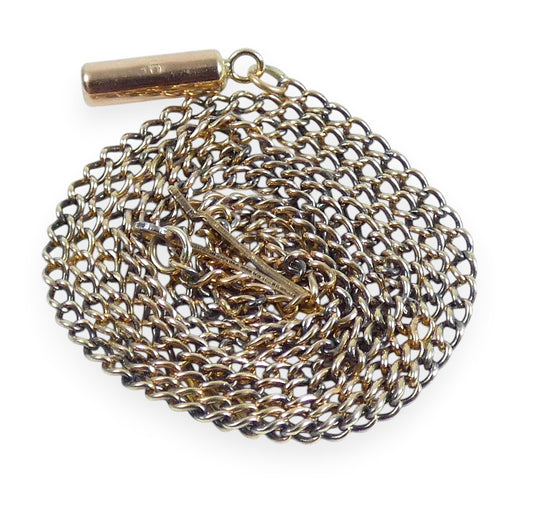 Antique 9ct Yellow Gold 1.5mm Curb Link 46cm 18" Chain Necklace Barrel Clasp