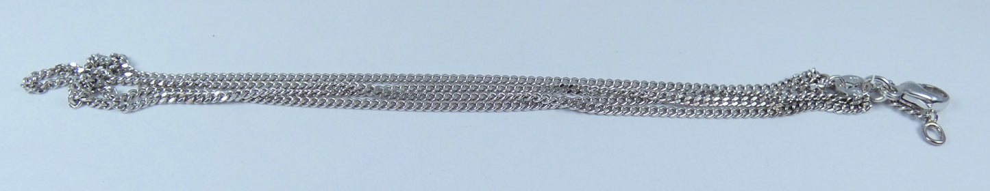 Solid 9ct White Gold 1.5mm Flat Cuban Curb Link 51cm 20" Chain Necklace Clasp