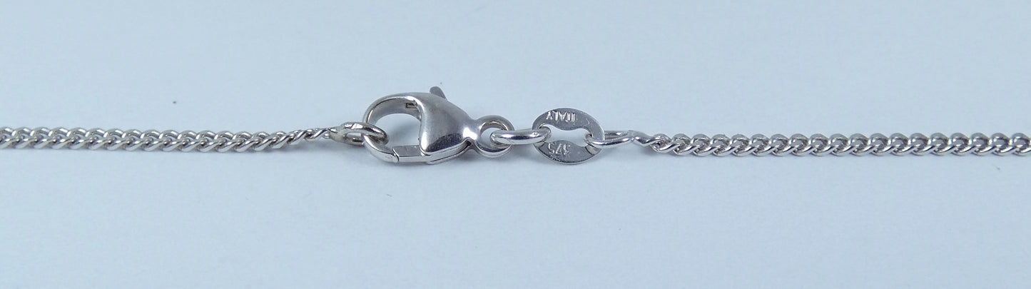 Solid 9ct White Gold 1.5mm Flat Cuban Curb Link 51cm 20" Chain Necklace Clasp