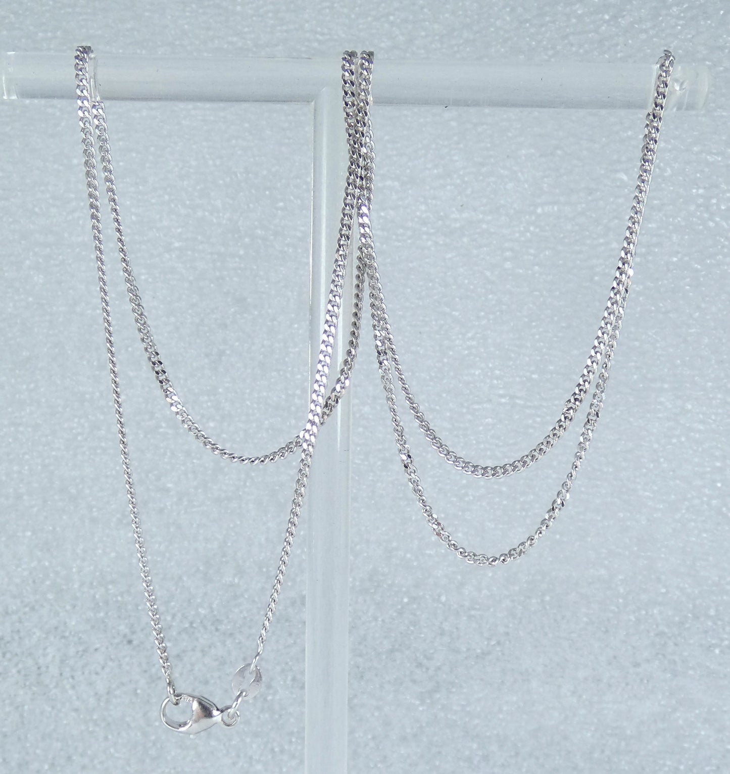 Solid 9ct White Gold 1.5mm Flat Cuban Curb Link 51cm 20" Chain Necklace Clasp