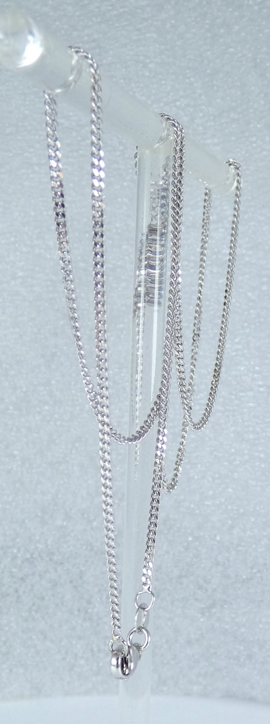 Solid 9ct White Gold 1.5mm Flat Cuban Curb Link 51cm 20" Chain Necklace Clasp