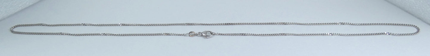 Solid 9ct White Gold 1.5mm Flat Cuban Curb Link 51cm 20" Chain Necklace Clasp