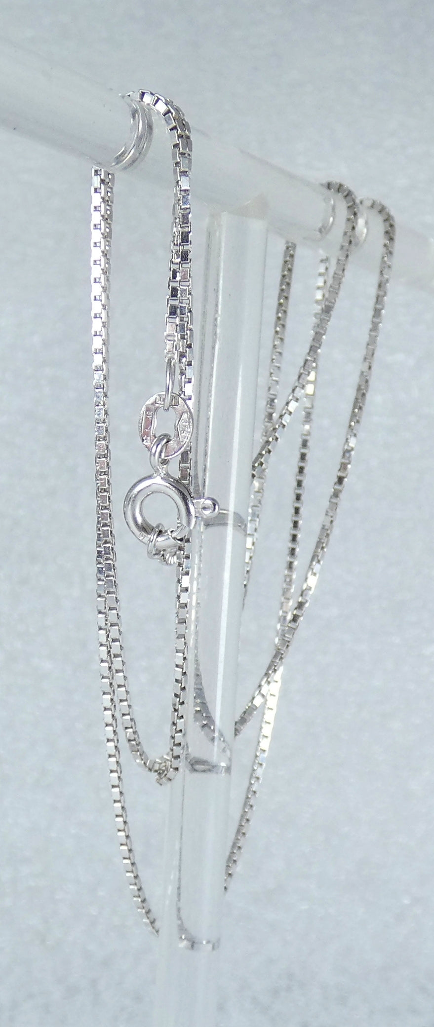 Italian Solid 9ct White Gold 1mm Box Link 45cm 17.5" Chain Necklace Bolt Clasp