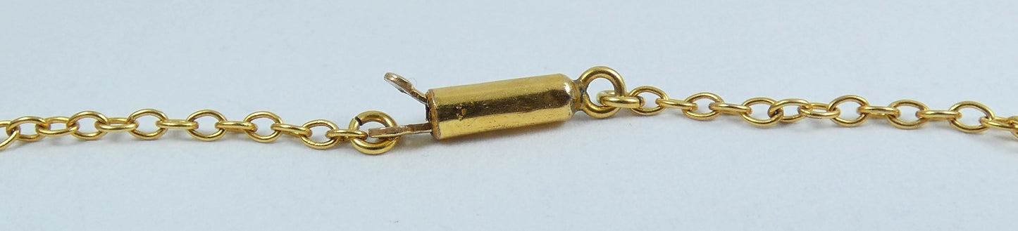Antique Edwardian Solid 9ct Yellow Gold Ruby Pendant 41cm 16" Cable Necklace Red