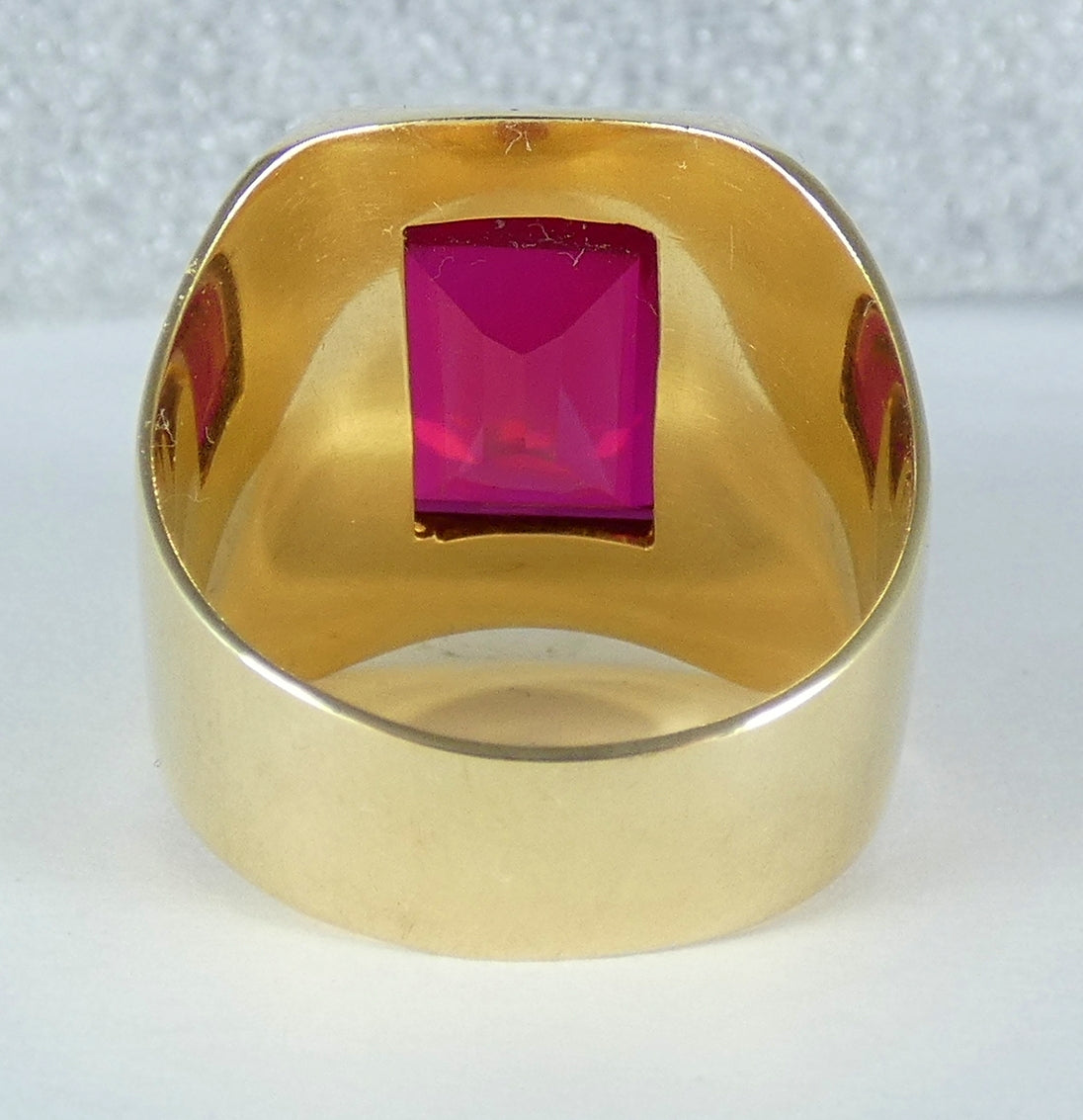Heavy Soviet Solid 14ct Yellow Gold Ruby Signet Cocktail Ring 11 V 64 13.77gm