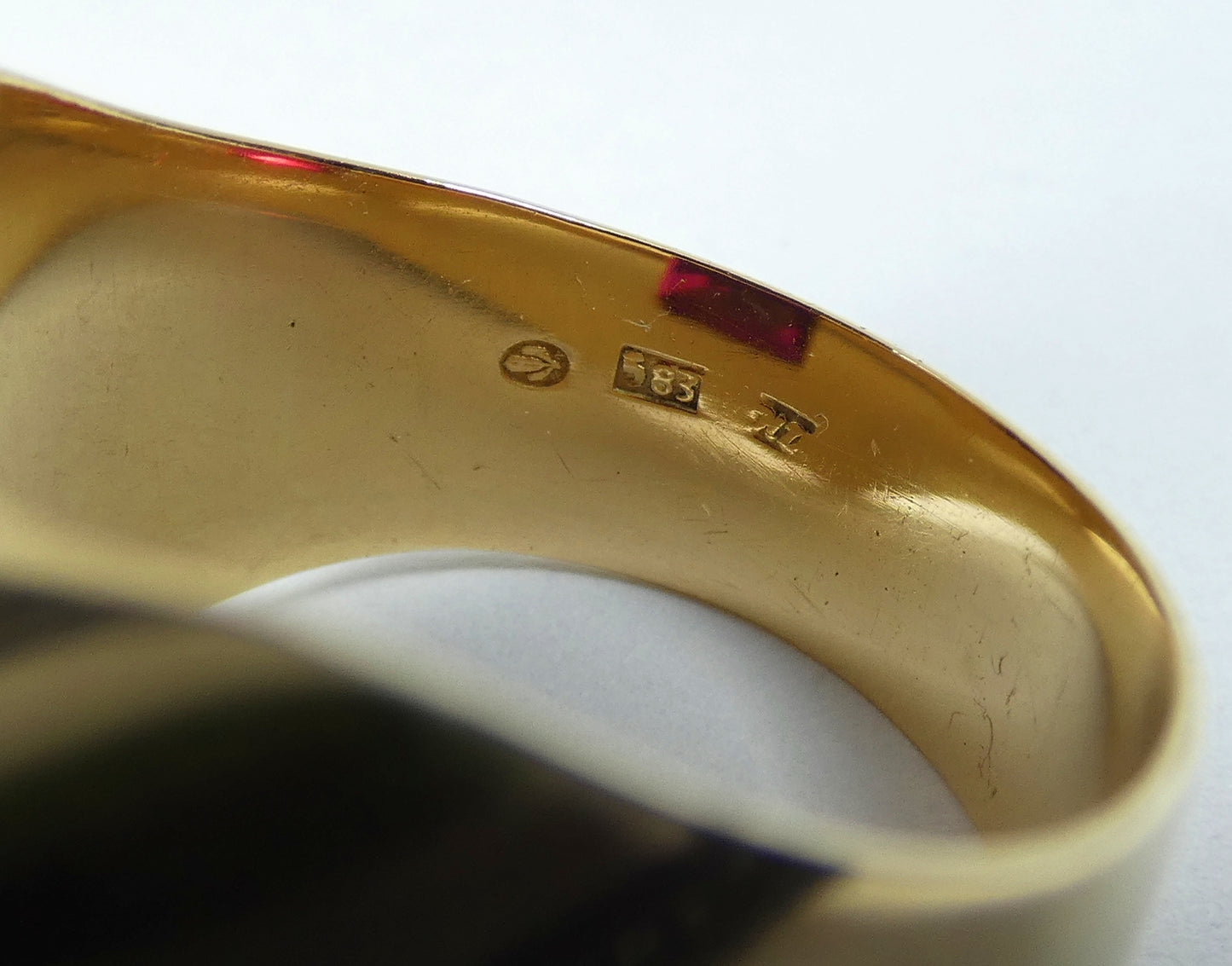 Heavy Soviet Solid 14ct Yellow Gold Ruby Signet Cocktail Ring 11 V 64 13.77gm