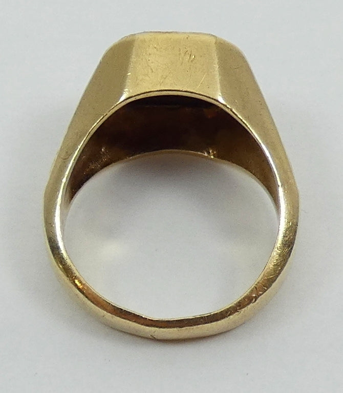 Vintage Heavy 1977 Solid 9ct Yellow Gold & Onyx Signet Cocktail Ring Size 8 P 56
