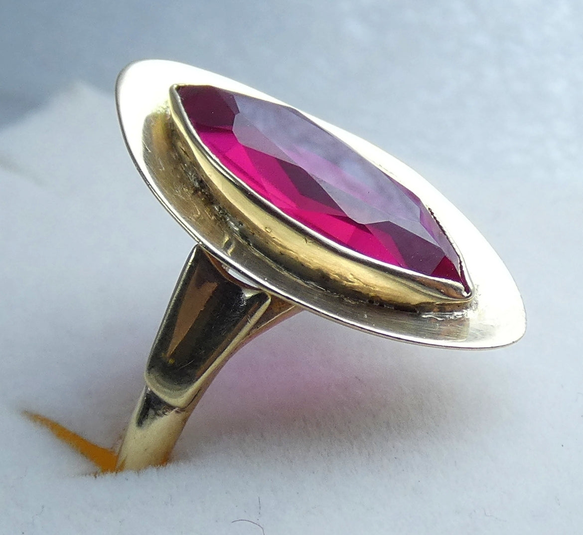 Antique Vintage 9ct Yellow Gold Marquise Ruby Cocktail Dress Ring Size 6 L 51