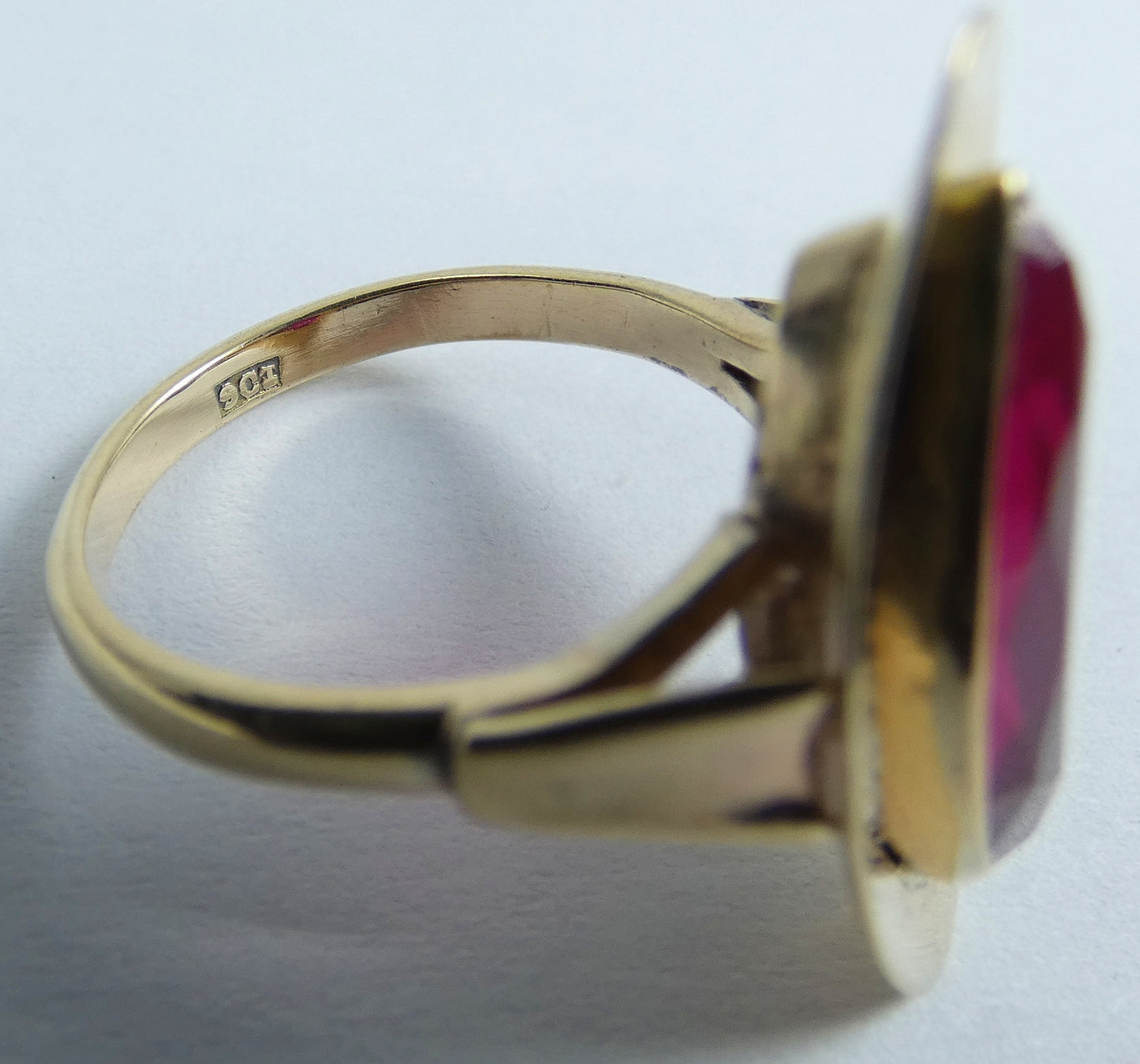 Antique Vintage 9ct Yellow Gold Marquise Ruby Cocktail Dress Ring Size 6 L 51
