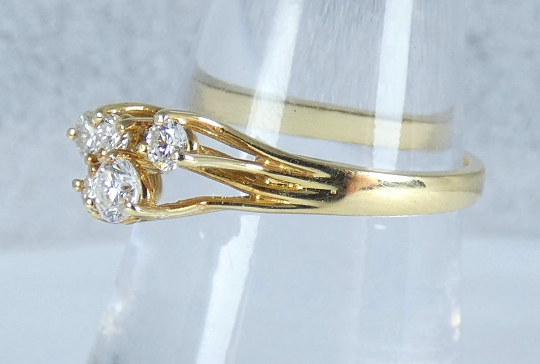 Solid 18ct Yellow Gold 0.33ct Diamond Cluster Dress Engagement Ring Size 7 N 54