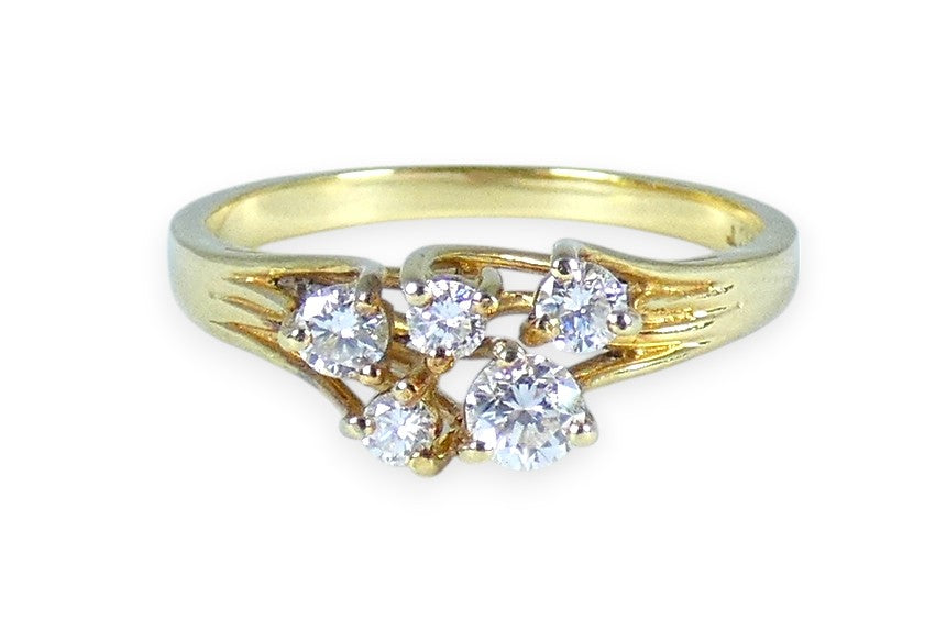 Solid 18ct Yellow Gold 0.33ct Diamond Cluster Dress Engagement Ring Size 7 N 54