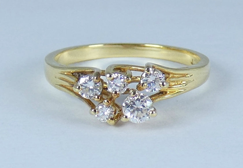 Solid 18ct Yellow Gold 0.33ct Diamond Cluster Dress Engagement Ring Size 7 N 54