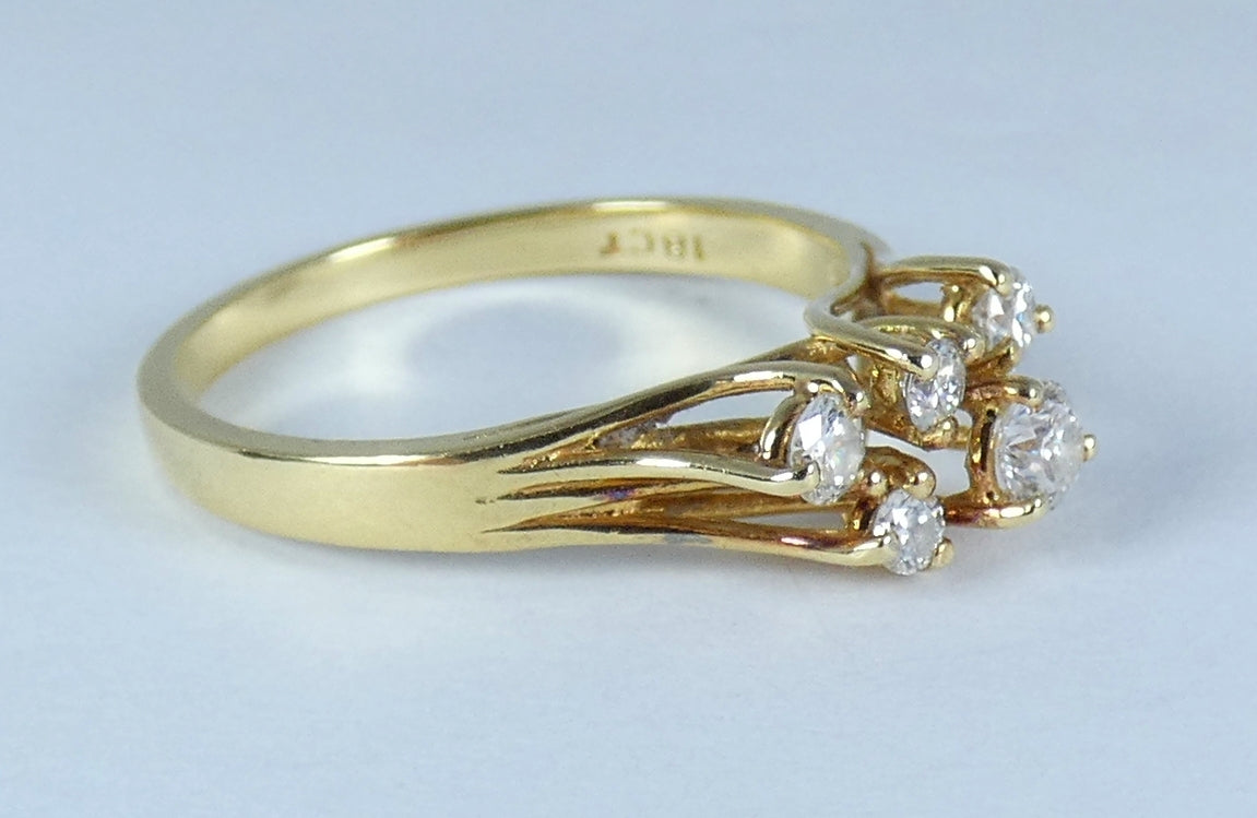 Solid 18ct Yellow Gold 0.33ct Diamond Cluster Dress Engagement Ring Size 7 N 54