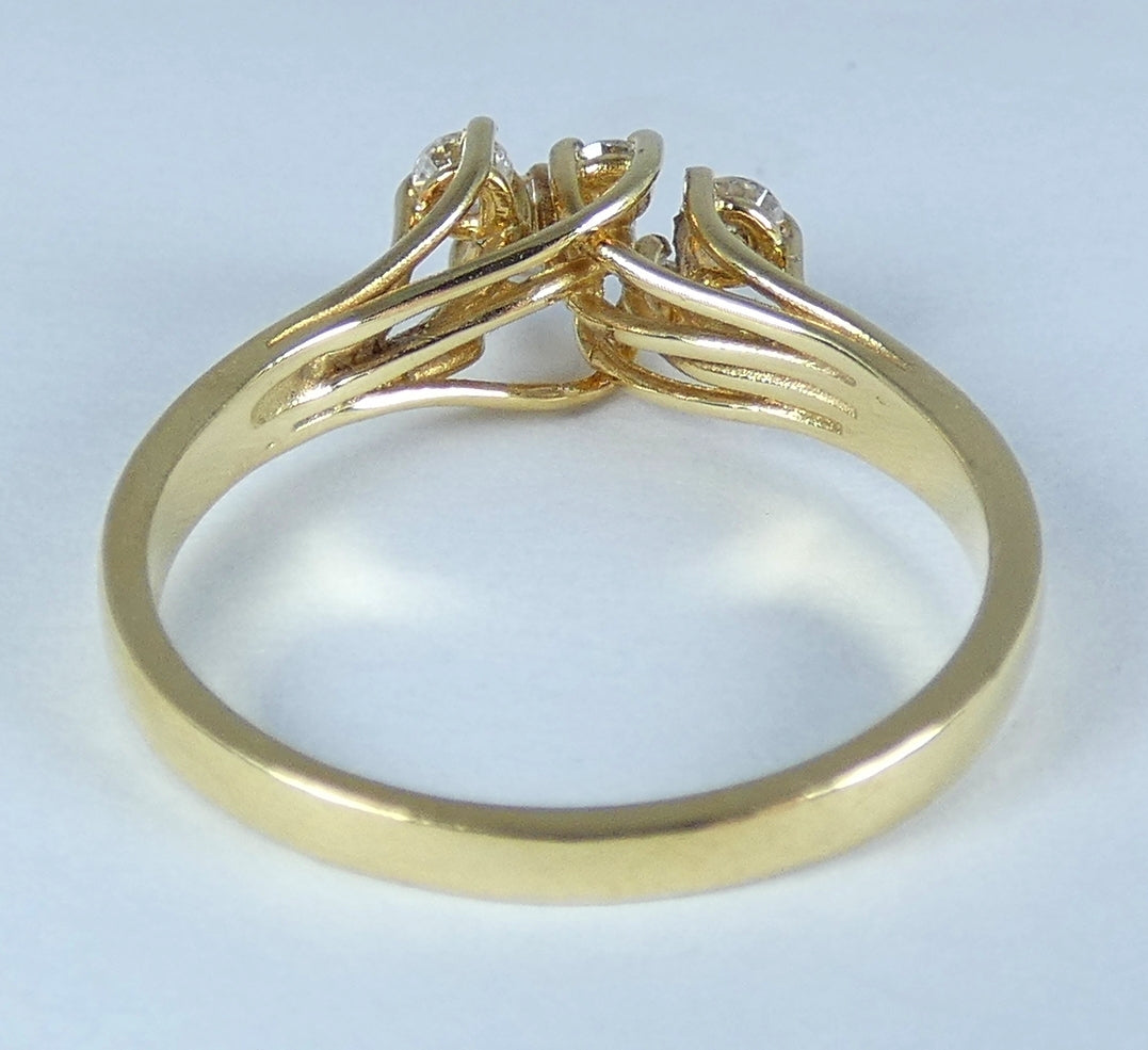 Solid 18ct Yellow Gold 0.33ct Diamond Cluster Dress Engagement Ring Size 7 N 54
