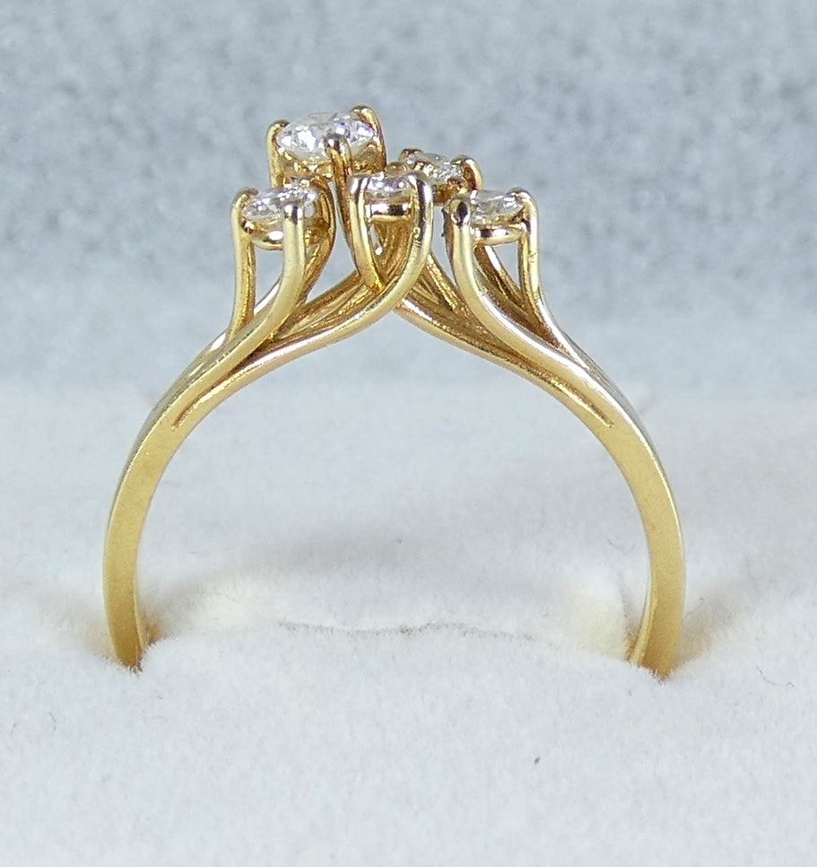 Solid 18ct Yellow Gold 0.33ct Diamond Cluster Dress Engagement Ring Size 7 N 54