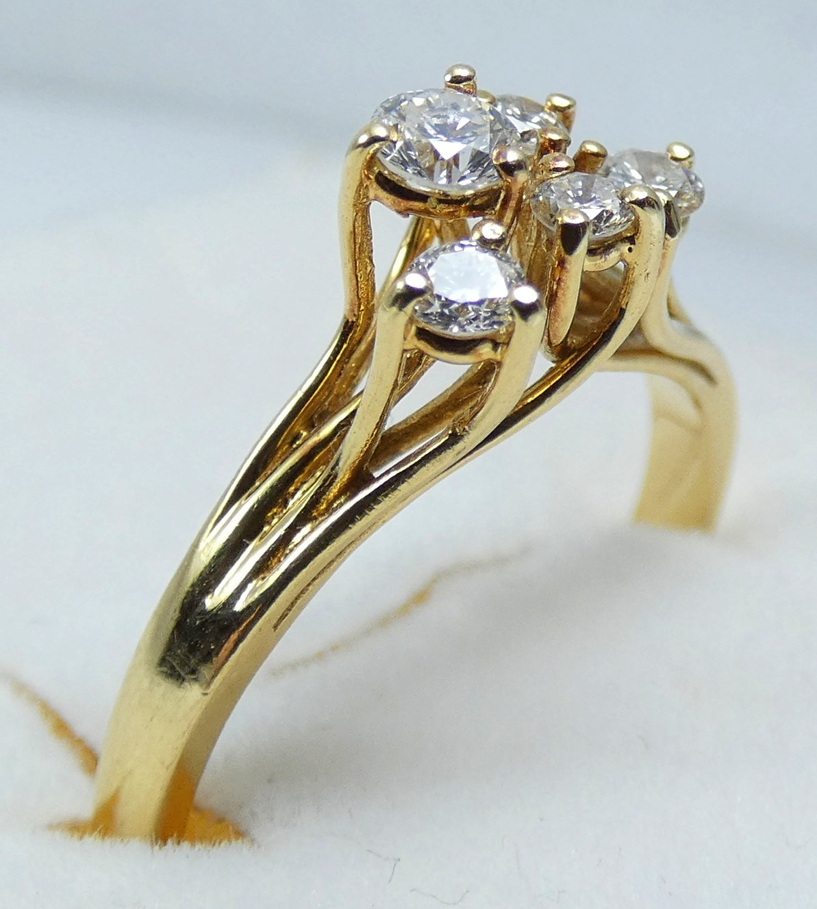 Solid 18ct Yellow Gold 0.33ct Diamond Cluster Dress Engagement Ring Size 7 N 54