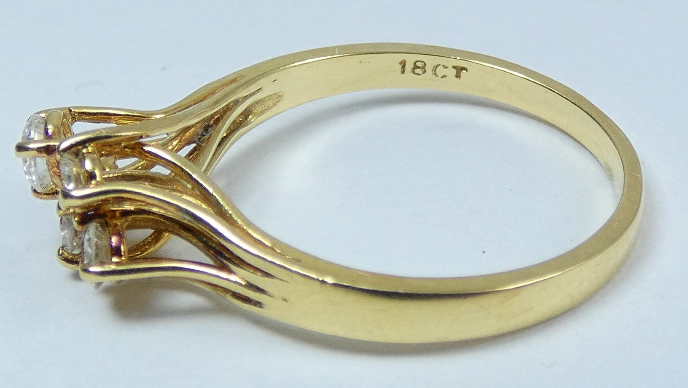Solid 18ct Yellow Gold 0.33ct Diamond Cluster Dress Engagement Ring Size 7 N 54
