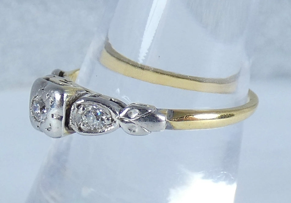 Antique Art Deco 18ct Yellow Gold Diamond Dress Engagement Ring Size 7 N 54