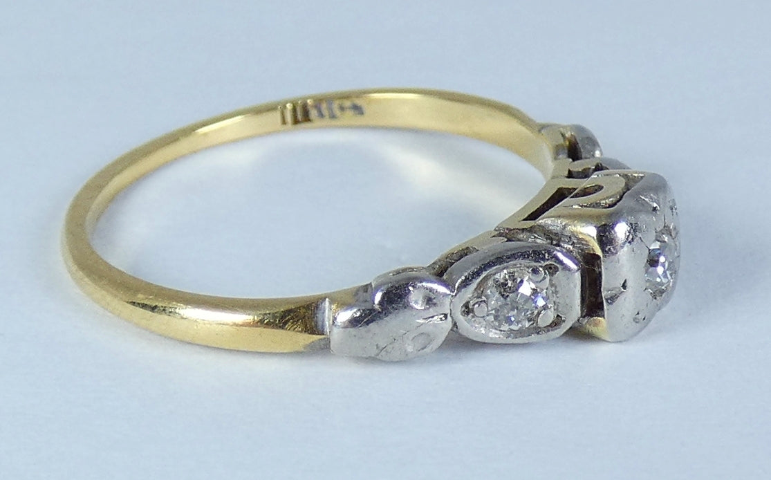 Antique Art Deco 18ct Yellow Gold Diamond Dress Engagement Ring Size 7 N 54