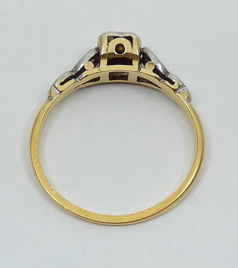 Antique Art Deco 18ct Yellow Gold Diamond Dress Engagement Ring Size 7 N 54