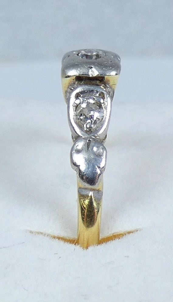 Antique Art Deco 18ct Yellow Gold Diamond Dress Engagement Ring Size 7 N 54