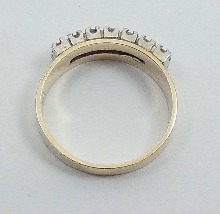Vintage Solid 9ct Yellow Gold White Spinel Two Row Wedding Band Ring Size 7 N 54