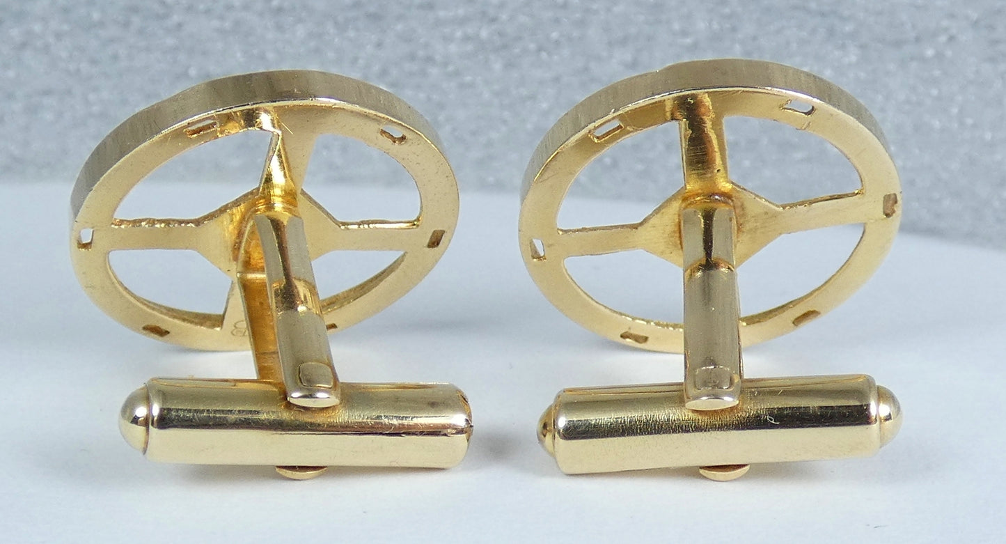Vintage 1969 Set Heavy Solid 9ct Yellow Gold Half Sovereign Coin Cufflink Frames
