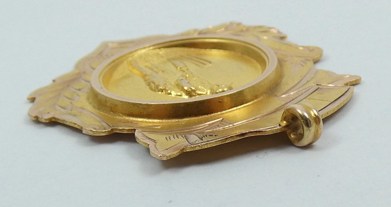 Antique 1924 Solid 9ct Yellow Gold Cricket Sports Medal Fob Pendant LPCC Batting
