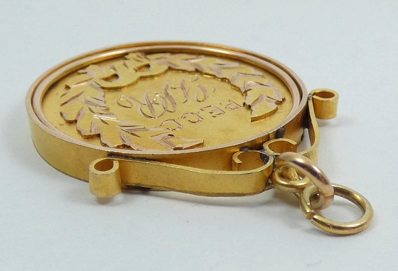 Antique 1924 Solid 9ct Yellow Gold Cricket Sport Medal Fob Pendant Bowling 7.2gm