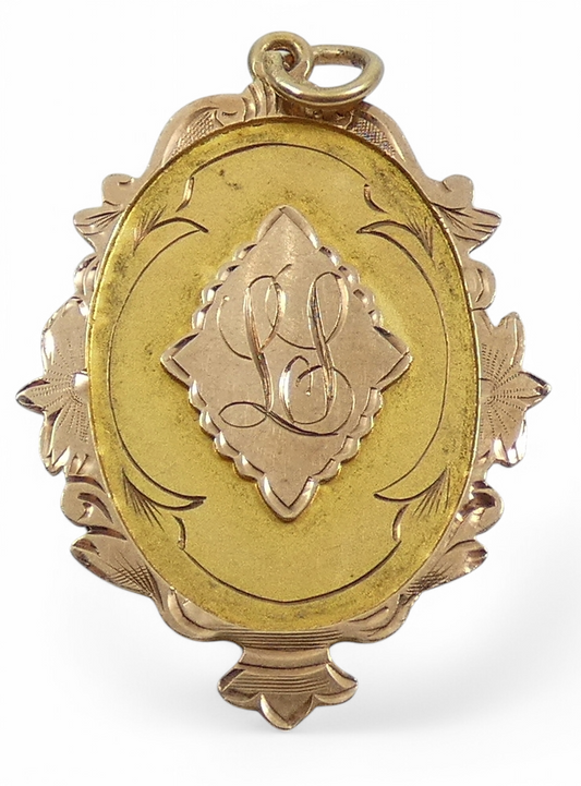 Antique 1924 Solid 9ct Yellow Gold Sports Medal Fob Pendant Willis & Sons 6gm