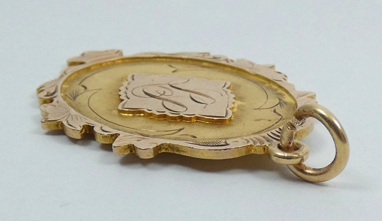 Antique 1924 Solid 9ct Yellow Gold Sports Medal Fob Pendant Willis & Sons 6gm