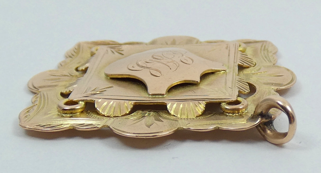 Antique 1915 Solid 9ct Yellow Gold 5 Mile Cycling Sports Medal Fob Pendant 4.6gm