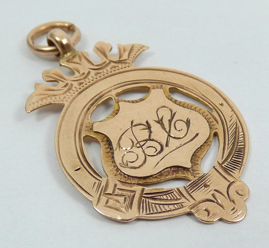 Antique 1911 Solid 9ct Yellow Gold National Dancing Medal Fob Pendant Werris Ck