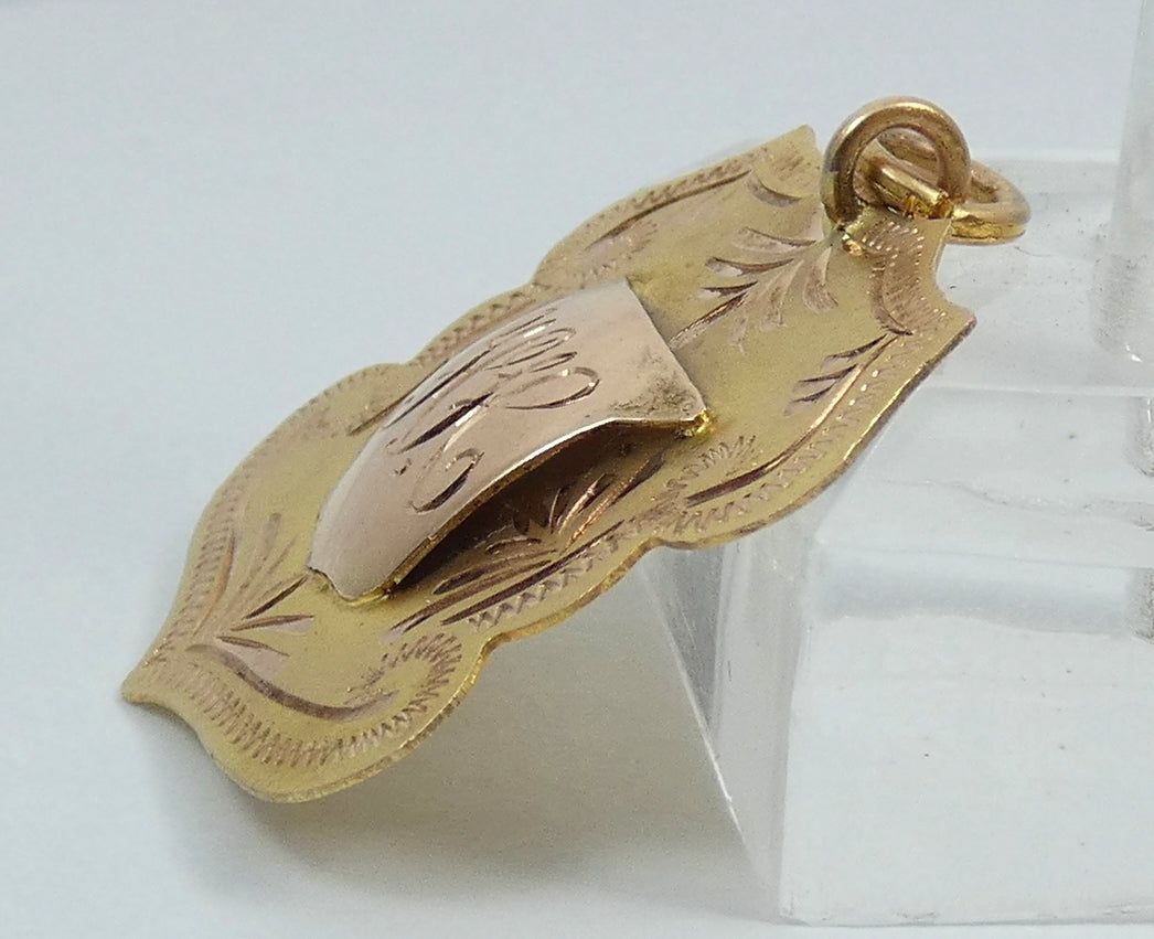Antique 1918 Solid 9ct Yellow Gold Music Best Band Attendance Medal Fob Pendant