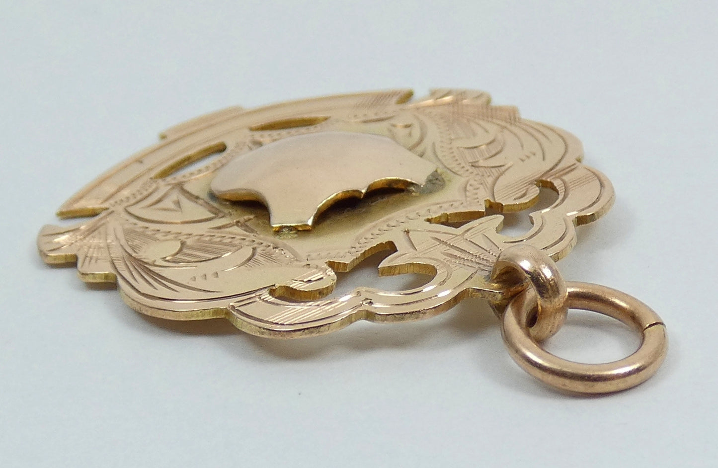 Antique 1920 Solid 9ct Yellow Boxing Tournament Sport Medal Fob Pendant 6 Stone