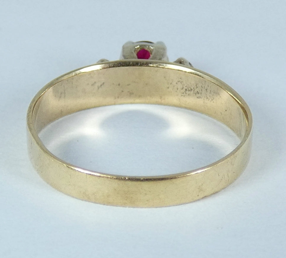 Vintage Solid 9ct Yellow Gold Ruby & White Spinel Stone Dress Ring Size 8 P 56