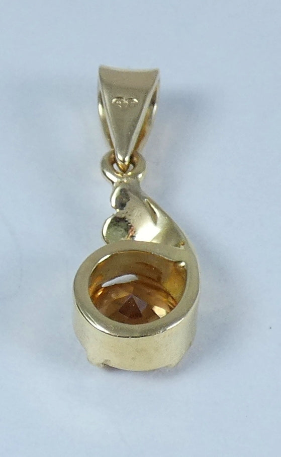 Solid 9ct Yellow Gold 2.37ct Natural Brown Cognac 7mm Zircon Necklace Pendant