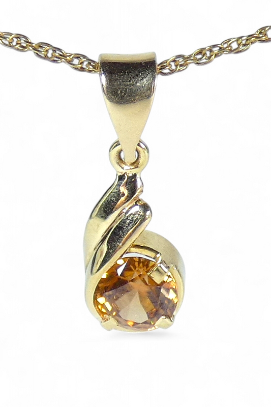 Solid 9ct Yellow Gold 2.37ct Natural Brown Cognac 7mm Zircon Necklace Pendant