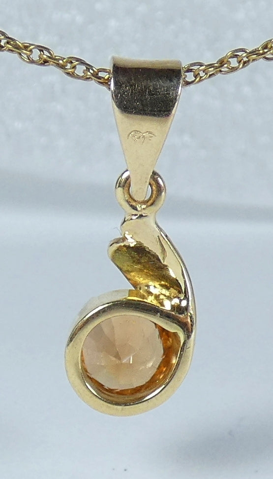 Solid 9ct Yellow Gold 2.37ct Natural Brown Cognac 7mm Zircon Necklace Pendant