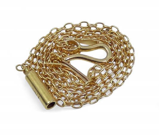 Antique Vintage Solid 9ct Yellow Gold 41cm 16" Necklace 1.5mm Cable Chain & Bail