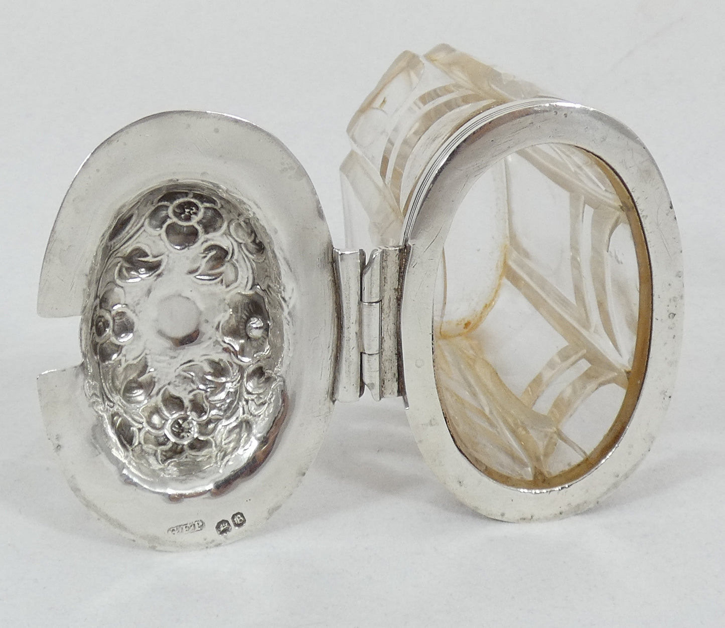 Antique Georgian 1837 Sterling Silver Cut Glass Mustard Pot Cruet Bottle Jar AF