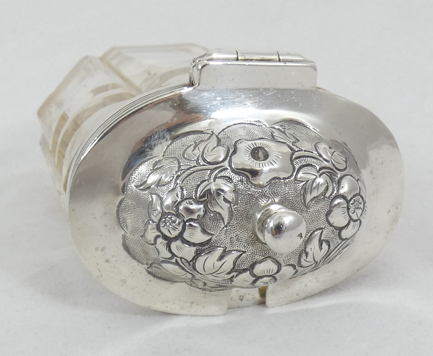 Antique Georgian 1837 Sterling Silver Cut Glass Mustard Pot Cruet Bottle Jar AF