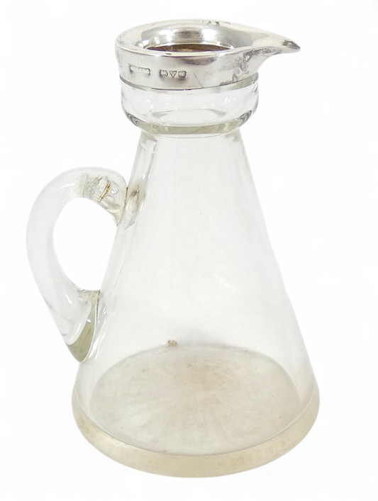 Antique Edwardian 1912 Sterling Silver Glass Whiskey Whisky Noggin Jug Decanter