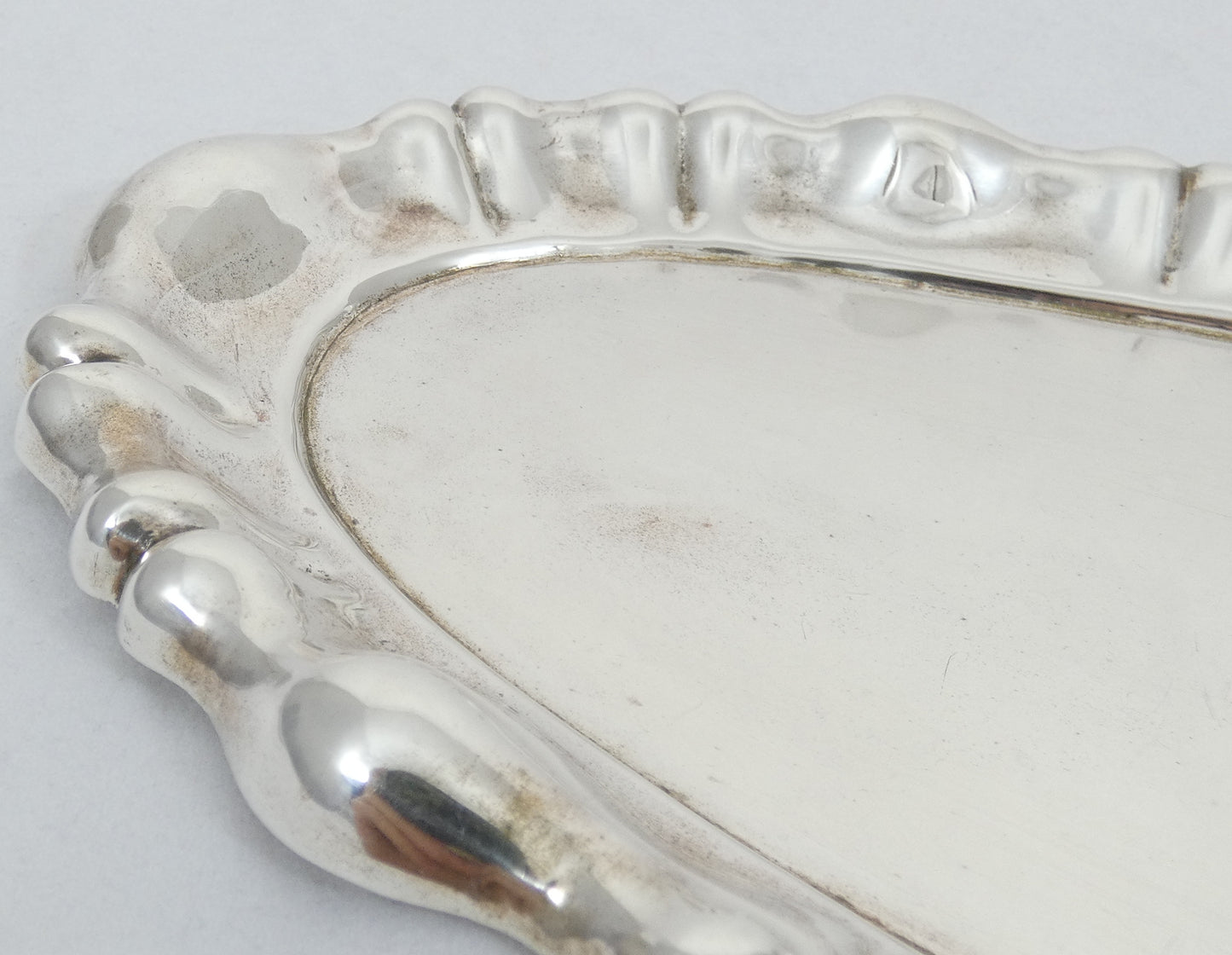 Antique Vintage Hungarian 1937 Solid 800 Silver Oval Serving Drinks Tray 36cm