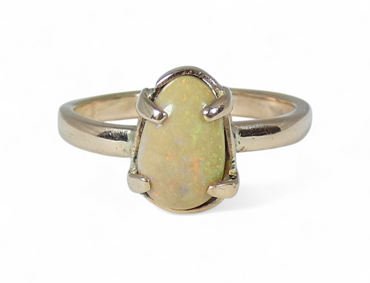 Vintage Solid 9ct Yellow Gold Australian Opal Freeform Dress Ring Size 7.5 O 55