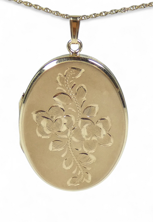 Vintage English Large Solid 9ct Gold Double Photograph Locket Photo Pendant 17gm