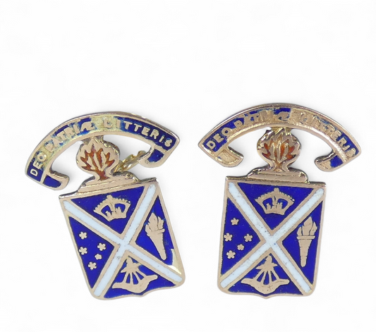 Antique Solid 9ct Yellow Gold Enamel Scotch College Melbourne Cufflinks School